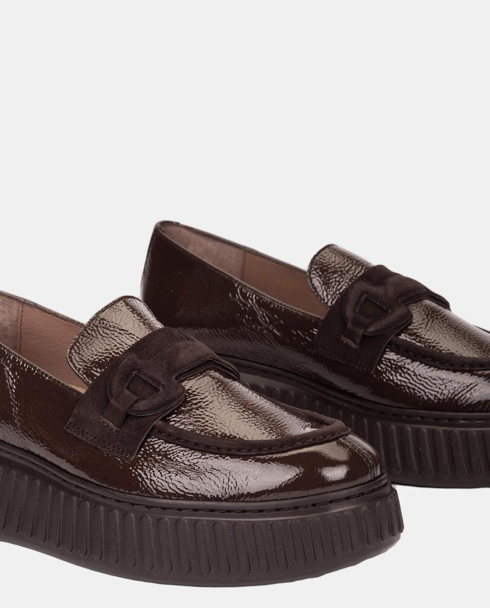 Mocasines de mujer con hebilla - Wonders - Marrón Marrón-4