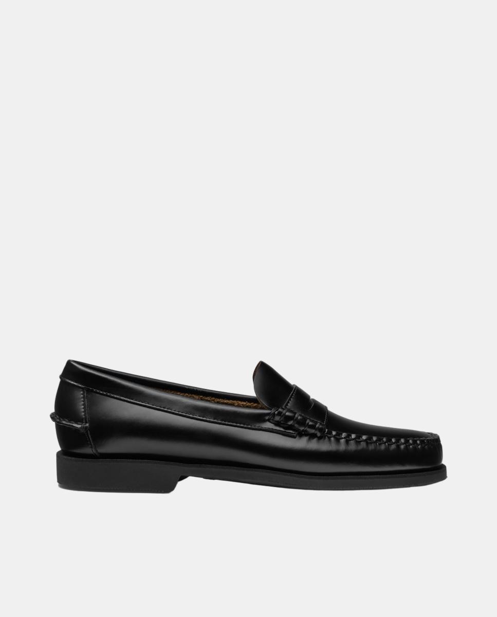 Imagen 0 de Mocasin de mujer en piel con suela de goma Negro mate