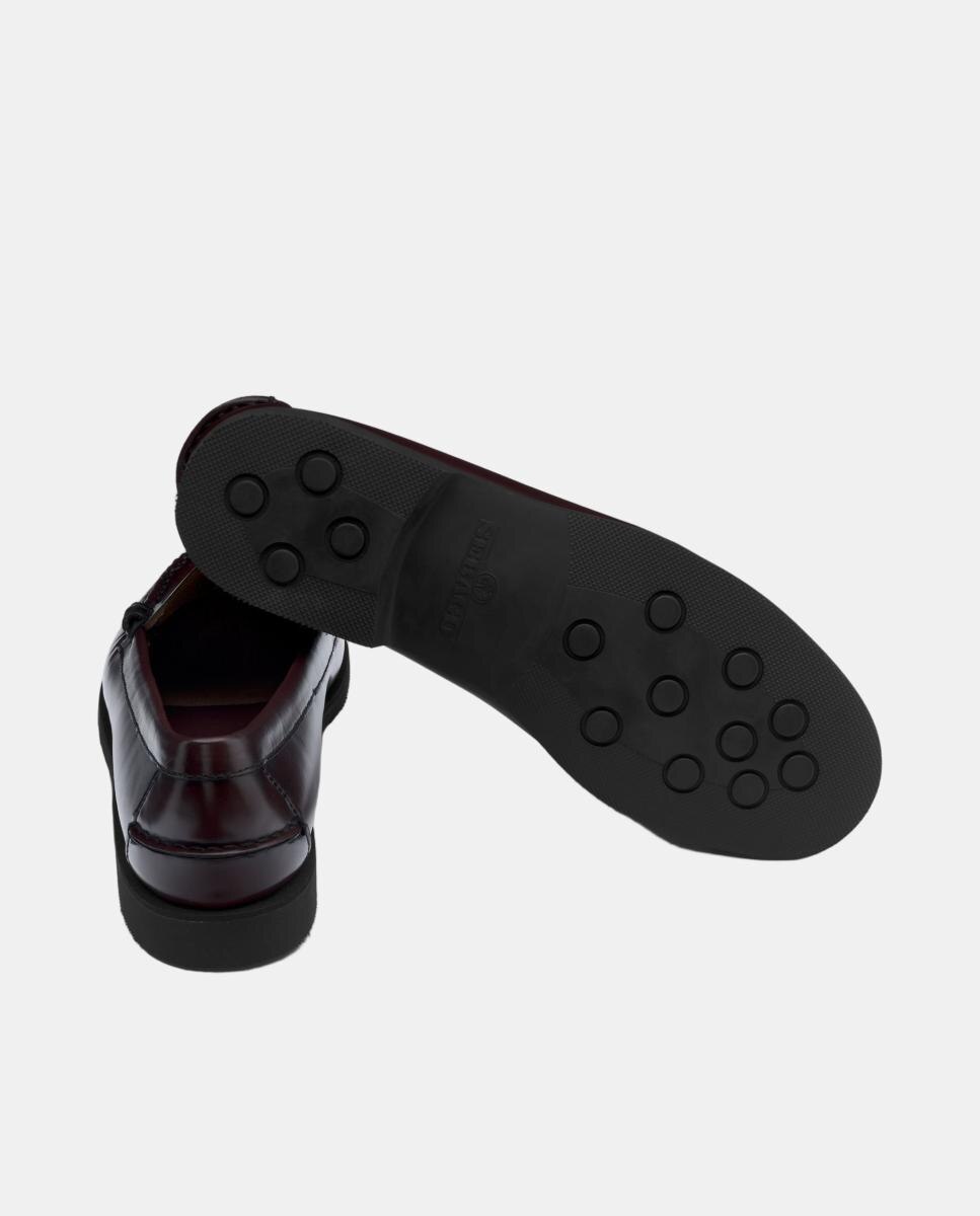 Mocasin de mujer en piel con suela de goma - Sebago - Rojo Granate Rojo Granate-3
