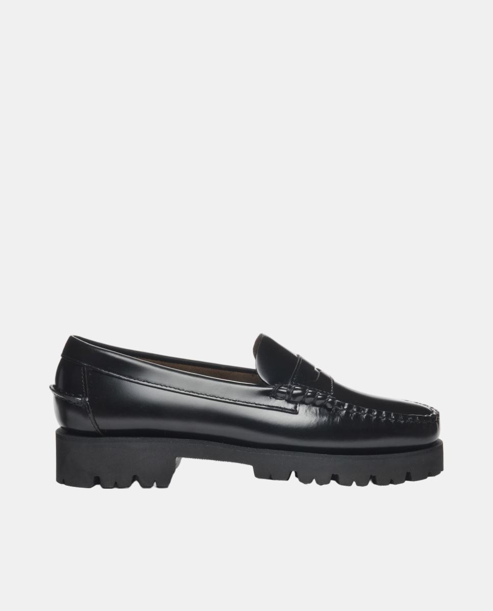 Imagen 0 de Mocasin de mujer en piel con suela de goma Negro mate