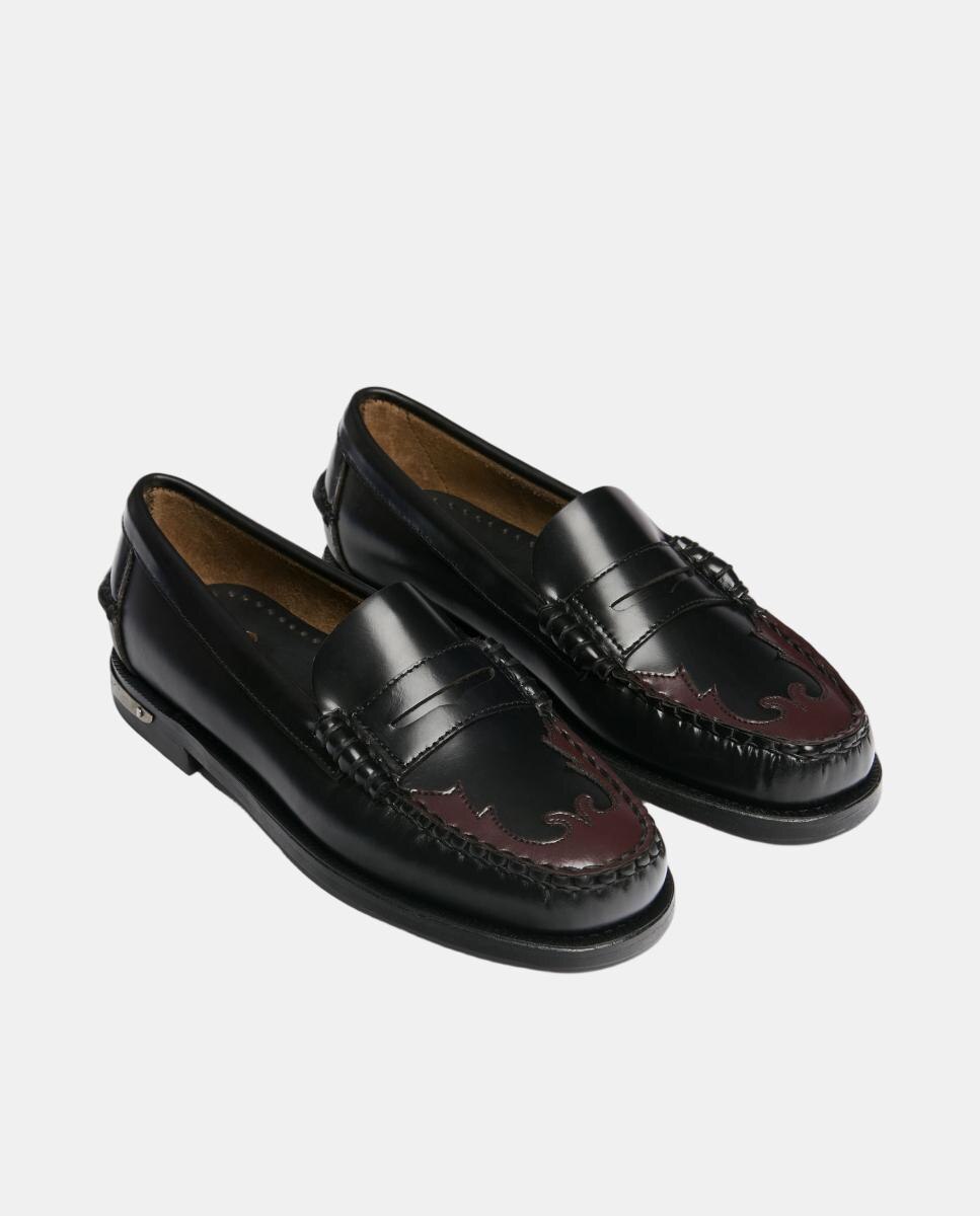 Mocasin de mujer en piel con decoración escarabeo - Sebago - Negro mate Negro mate-2