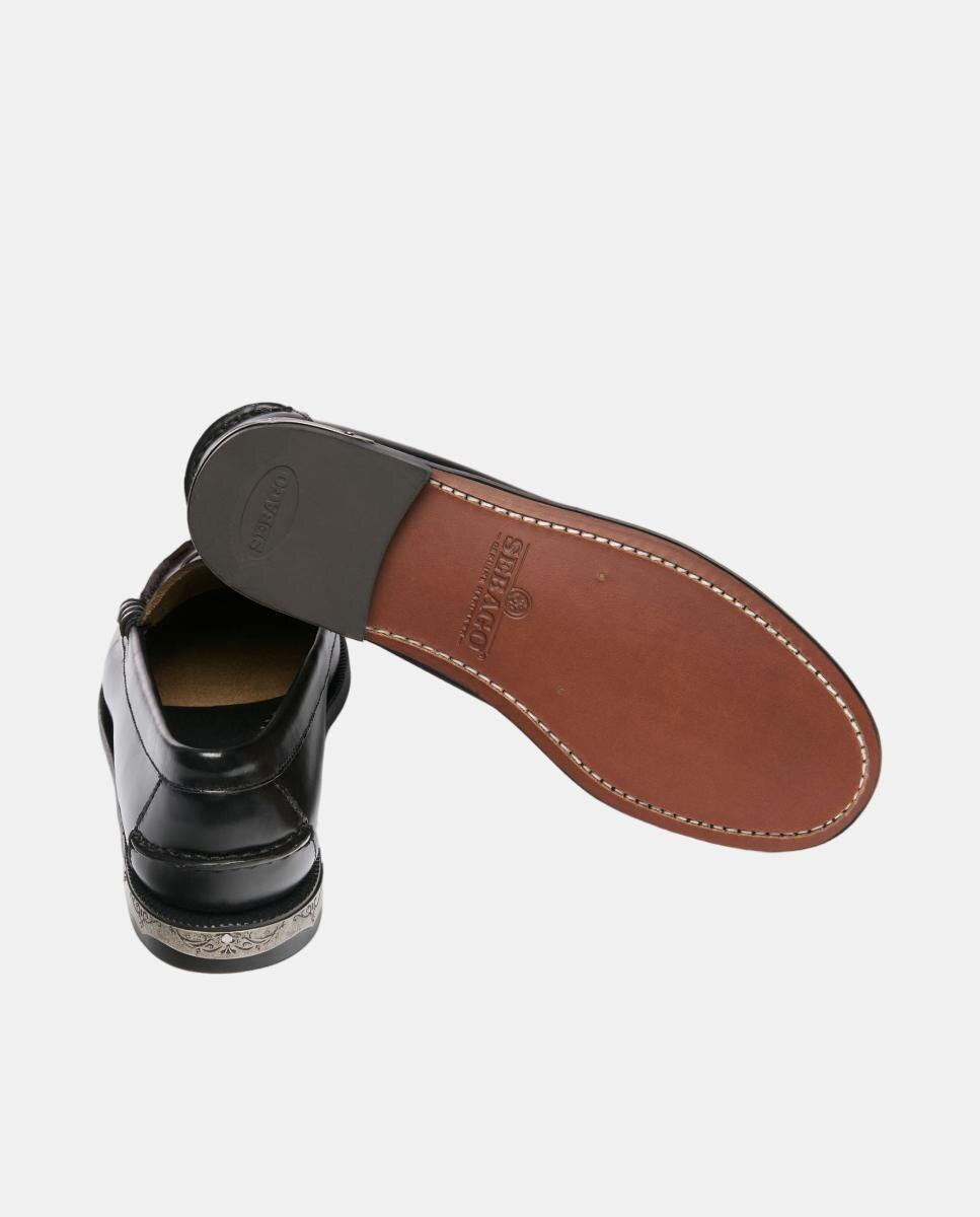 Mocasin de mujer en piel con decoración escarabeo - Sebago - Negro mate Negro mate-4
