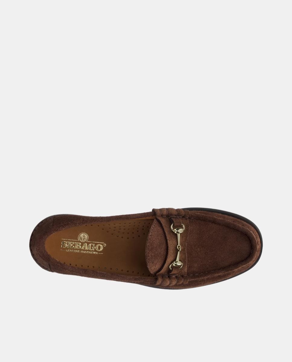 Mocassins em Camurça com Decoração Metálica Castanho-4