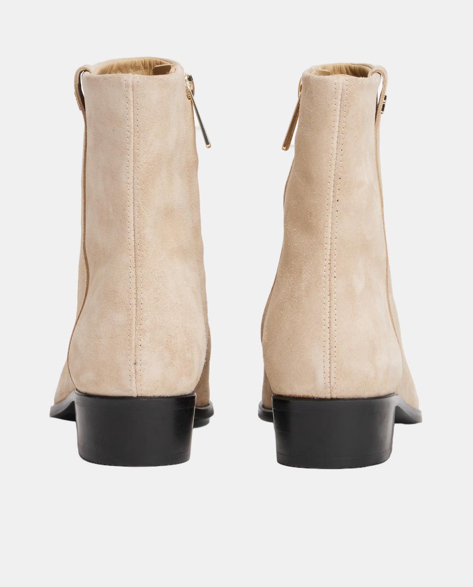 Botins em Pele com Logótipo Dourado Natural-3
