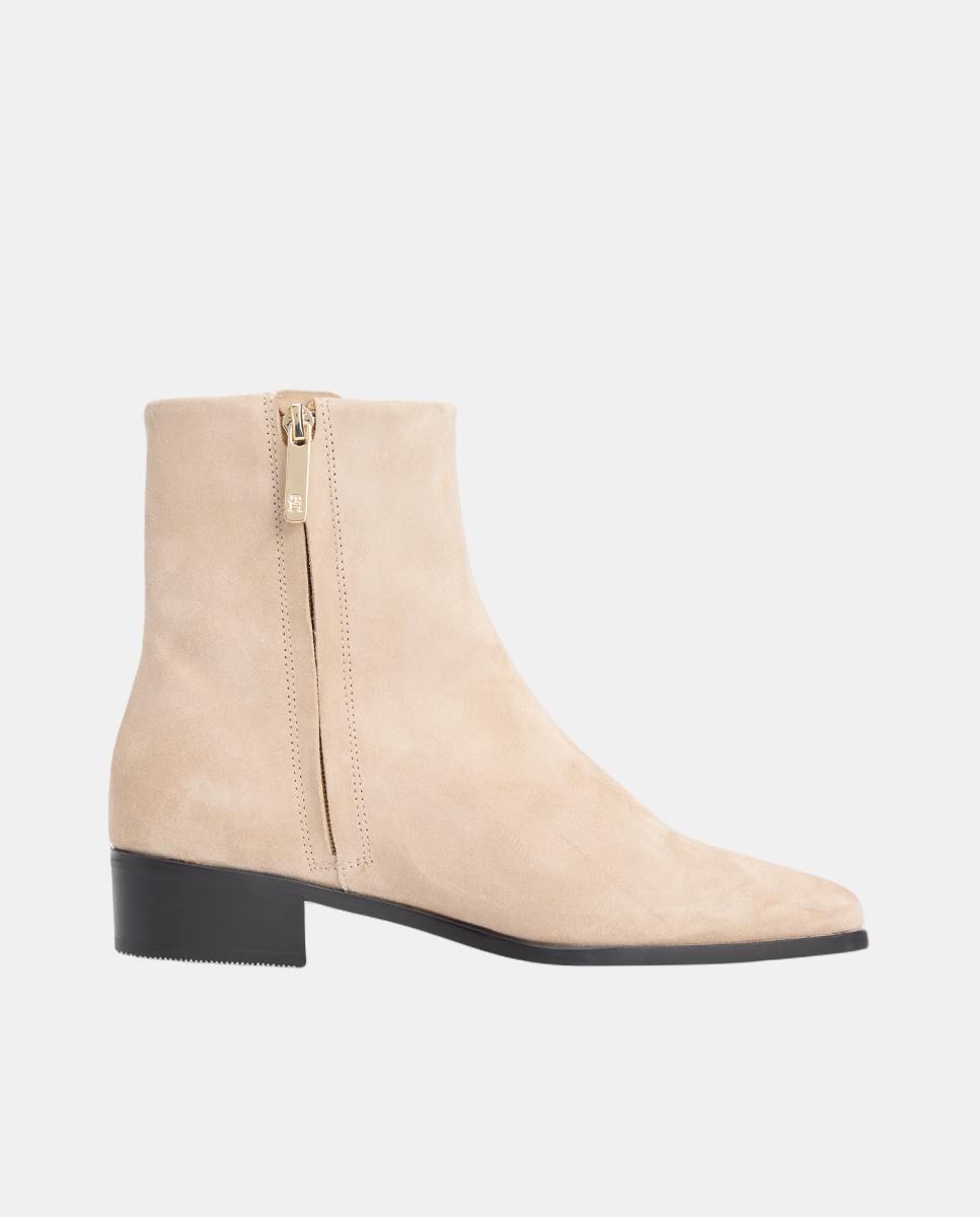 Botins em Pele com Logótipo Dourado Natural-4