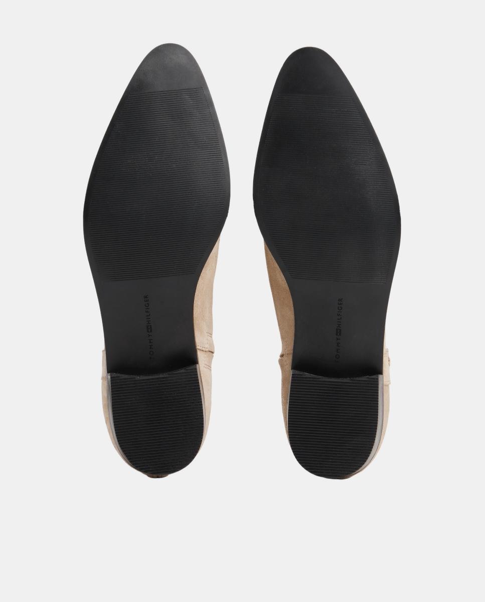 Botins em Pele com Logótipo Dourado Natural-7