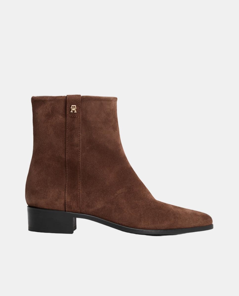 Botins em Pele com Logótipo Dourado Castanho-escuro-1