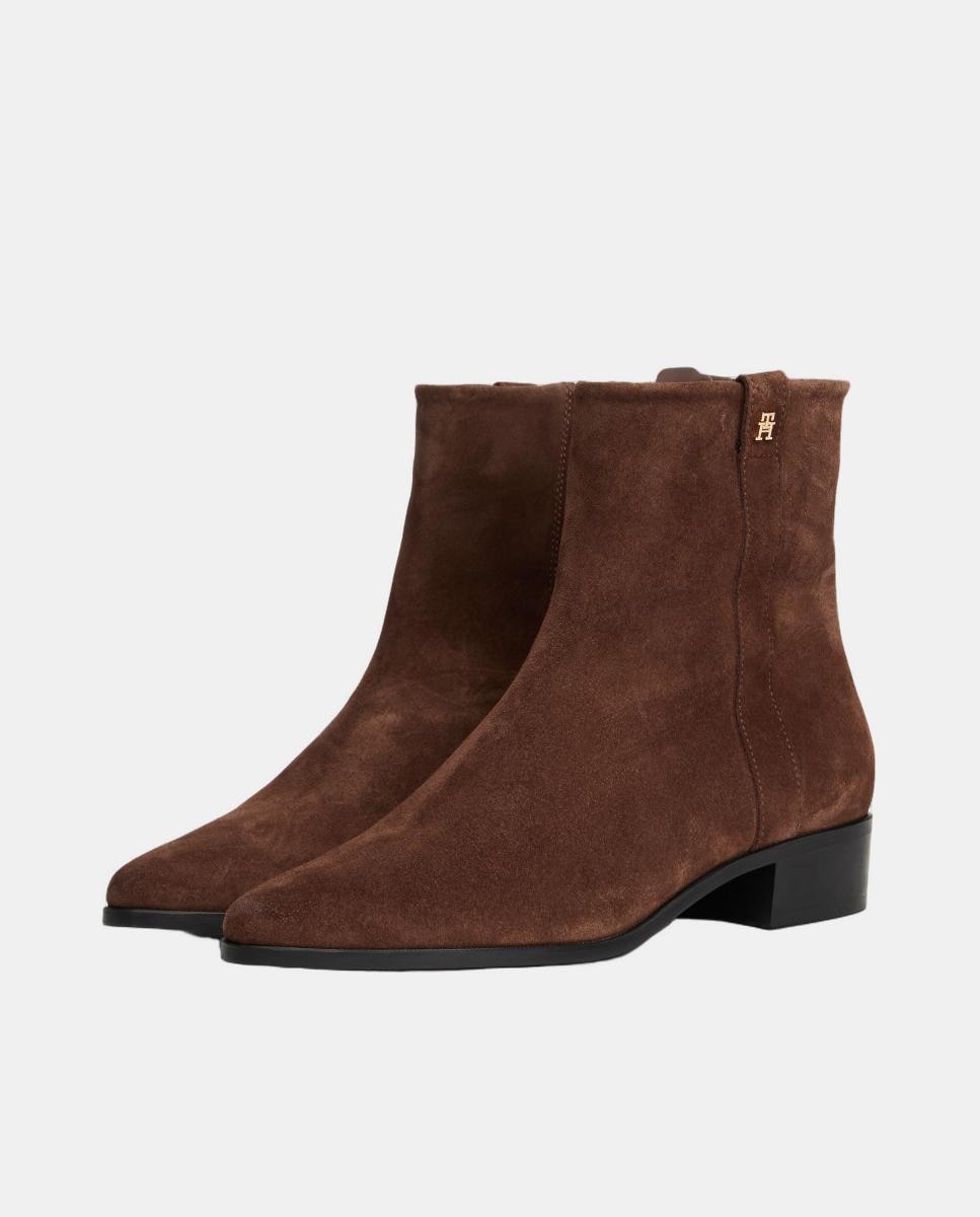 Botins em Pele com Logótipo Dourado Castanho-escuro-2