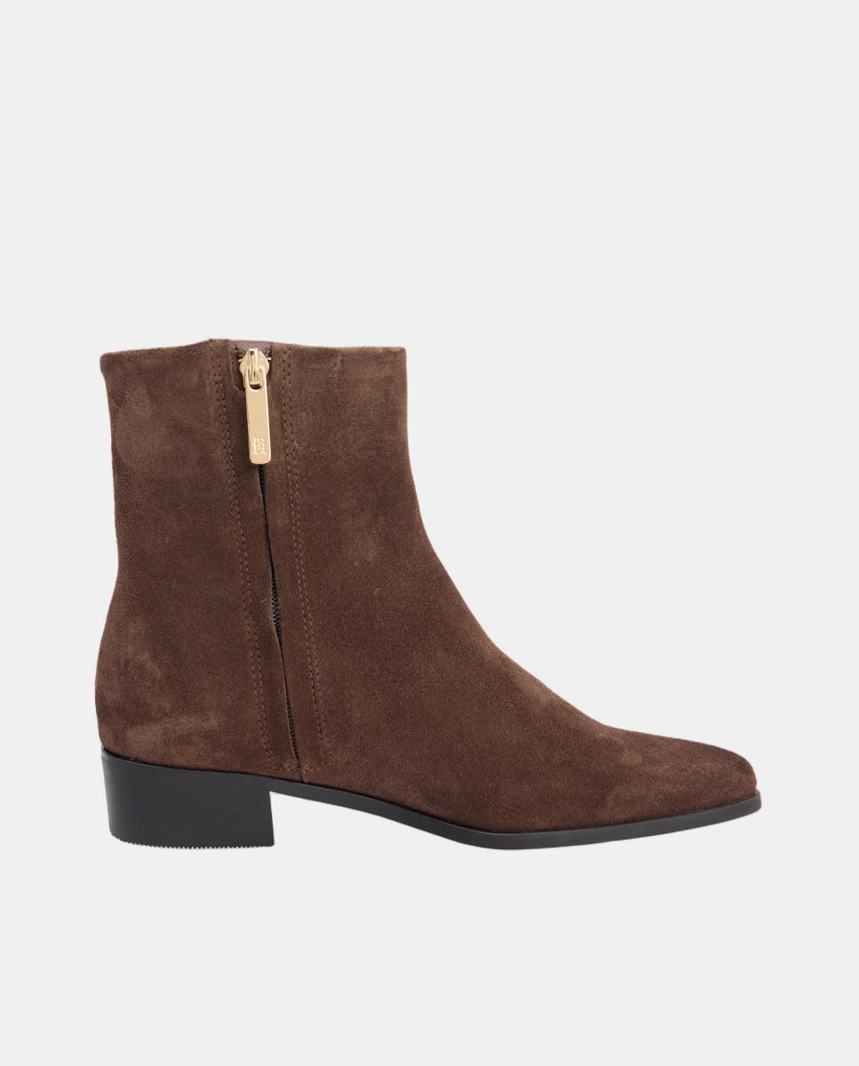 Botins em Pele com Logótipo Dourado Castanho-escuro-3