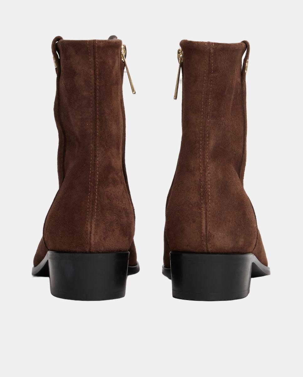 Botins em Pele com Logótipo Dourado Castanho-escuro-4