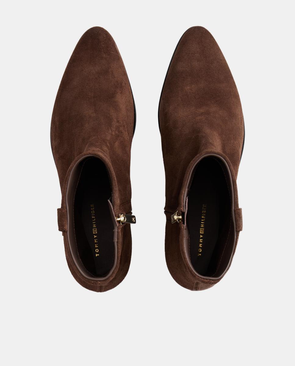 Botins em Pele com Logótipo Dourado Castanho-escuro-5