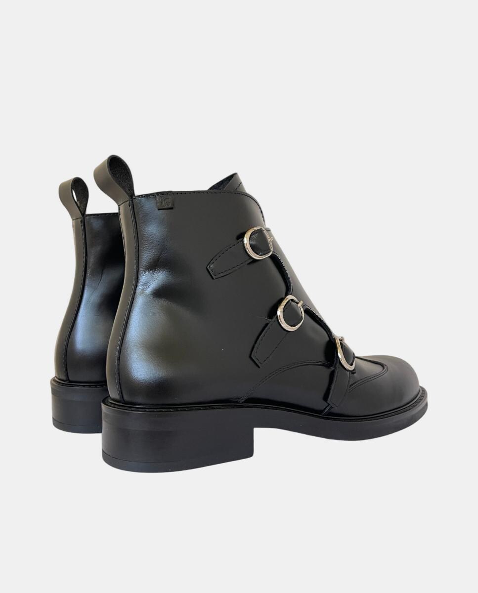 Botins com Salto de Bloco e em Pele Preto-4