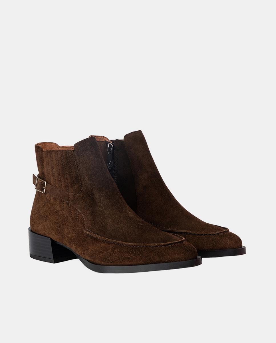 Botins Tipo Chelsea em Croute Castanho-chocolate-2