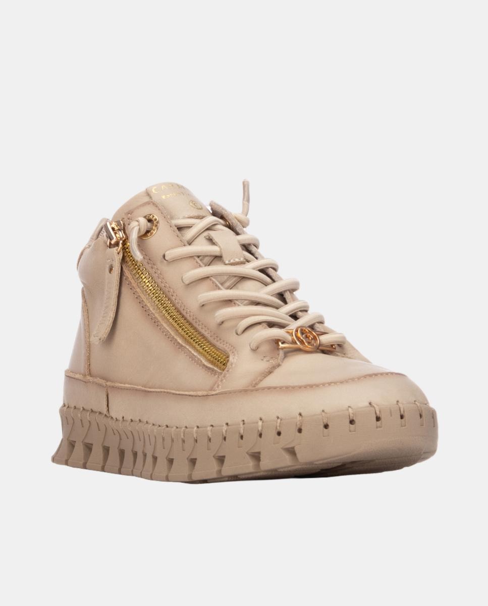 Botins em Pele com Atacadores Bege-2