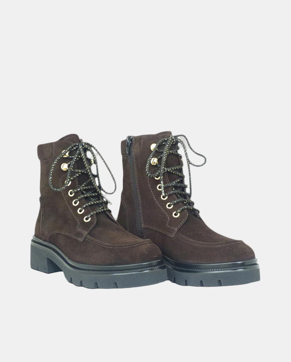 Botins de Salto de Bloco com Atacadores Basket Castanho-2