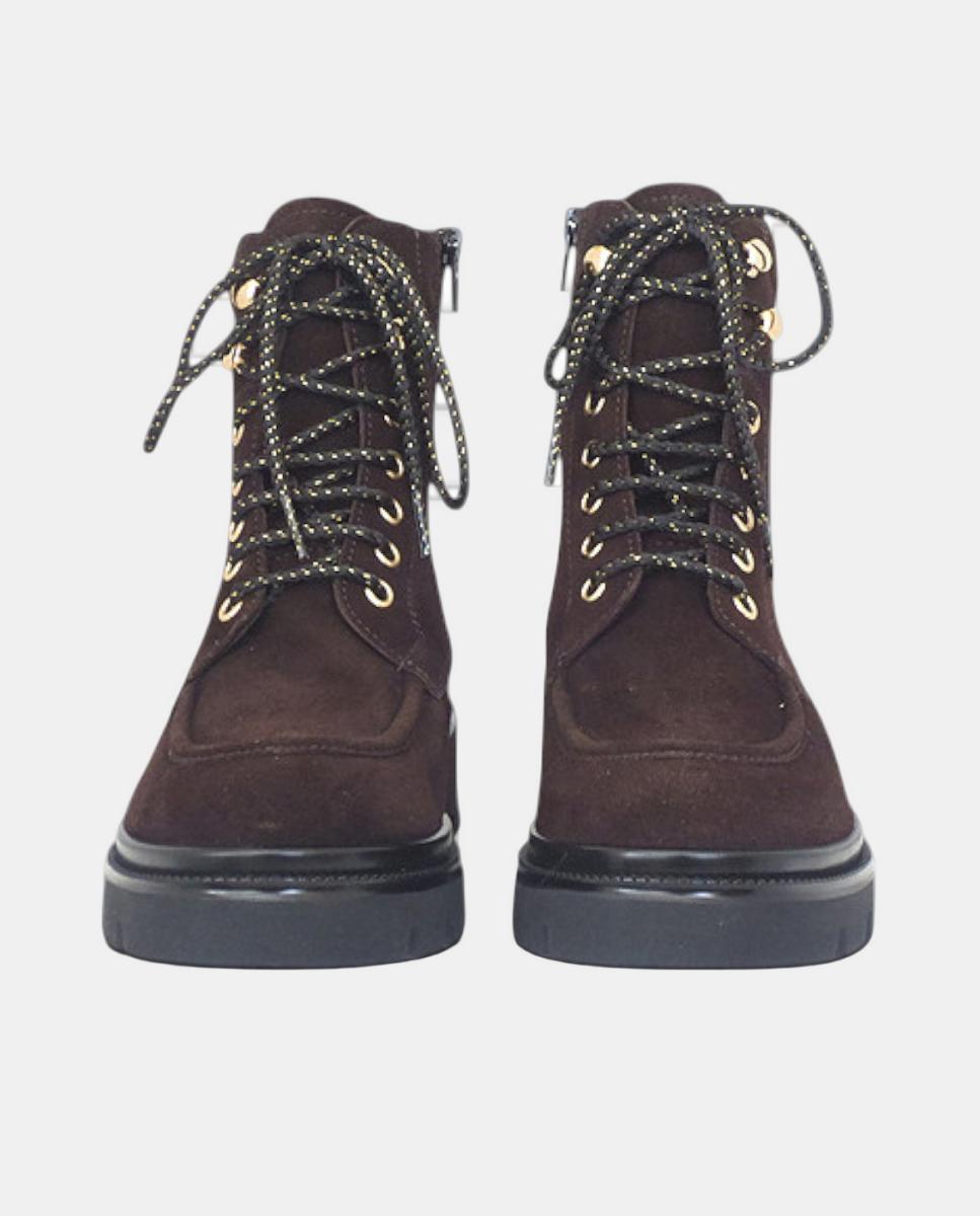 Botins de Salto de Bloco com Atacadores Basket Castanho-3