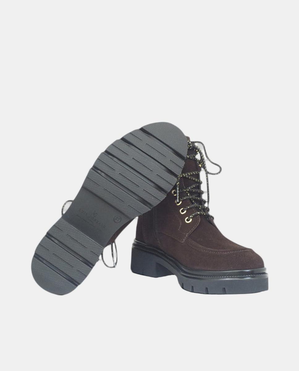 Botins de Salto de Bloco com Atacadores Basket Castanho-4