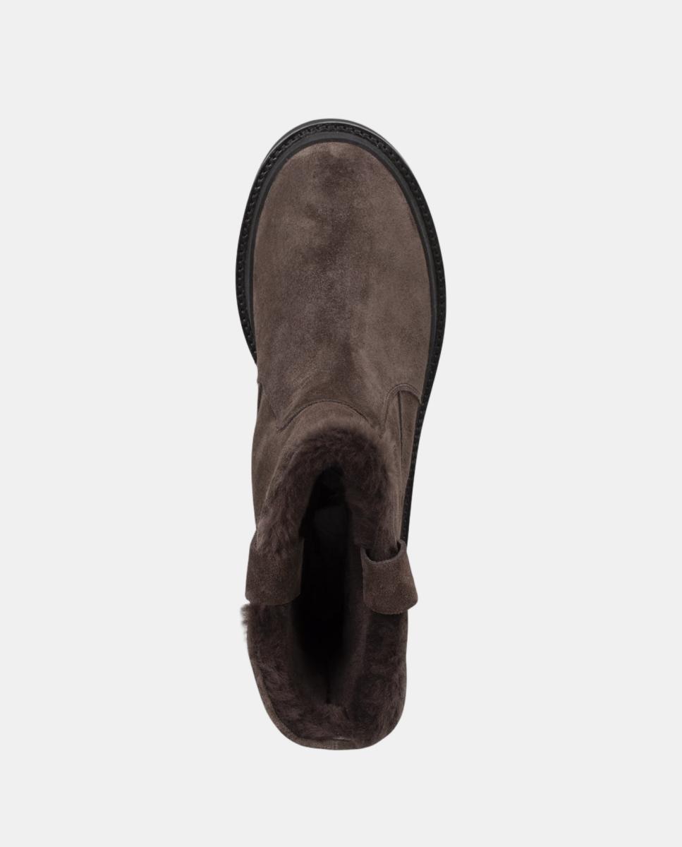 Botins Rasos em Pele Castanho-2