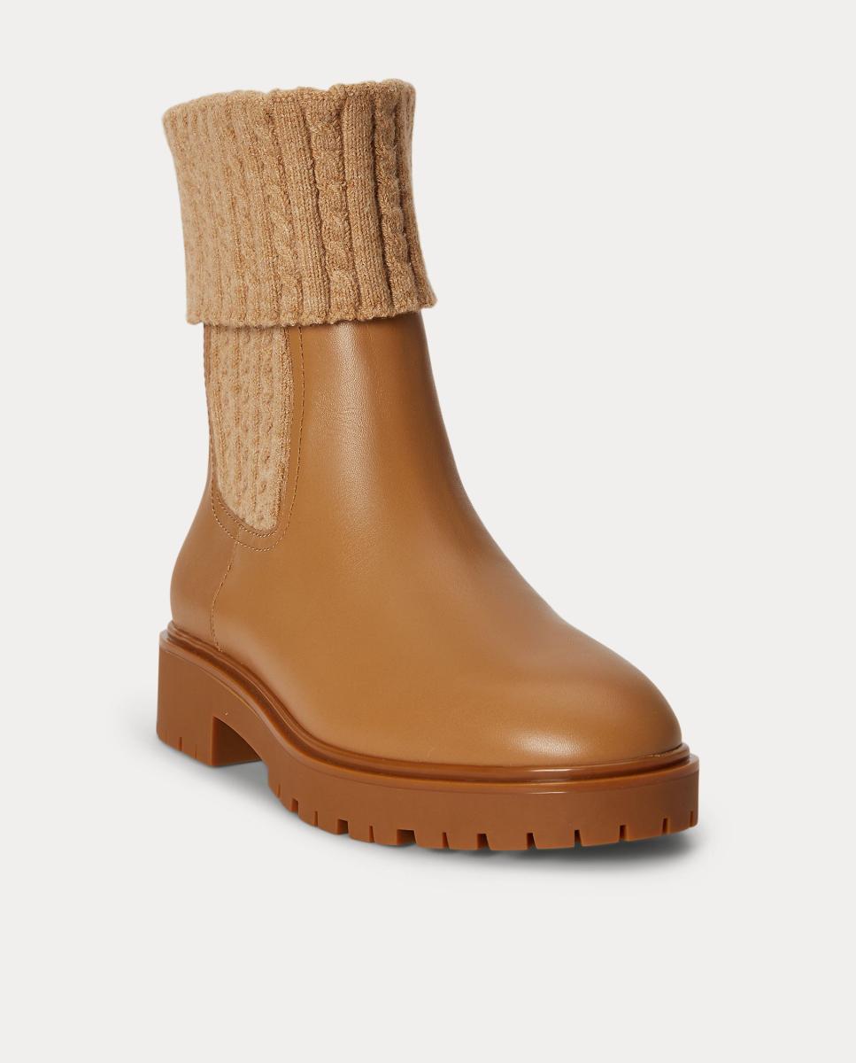Bota Allyson media caña de mujer de piel - Lauren Ralph Lauren - Caramelo Caramelo-2