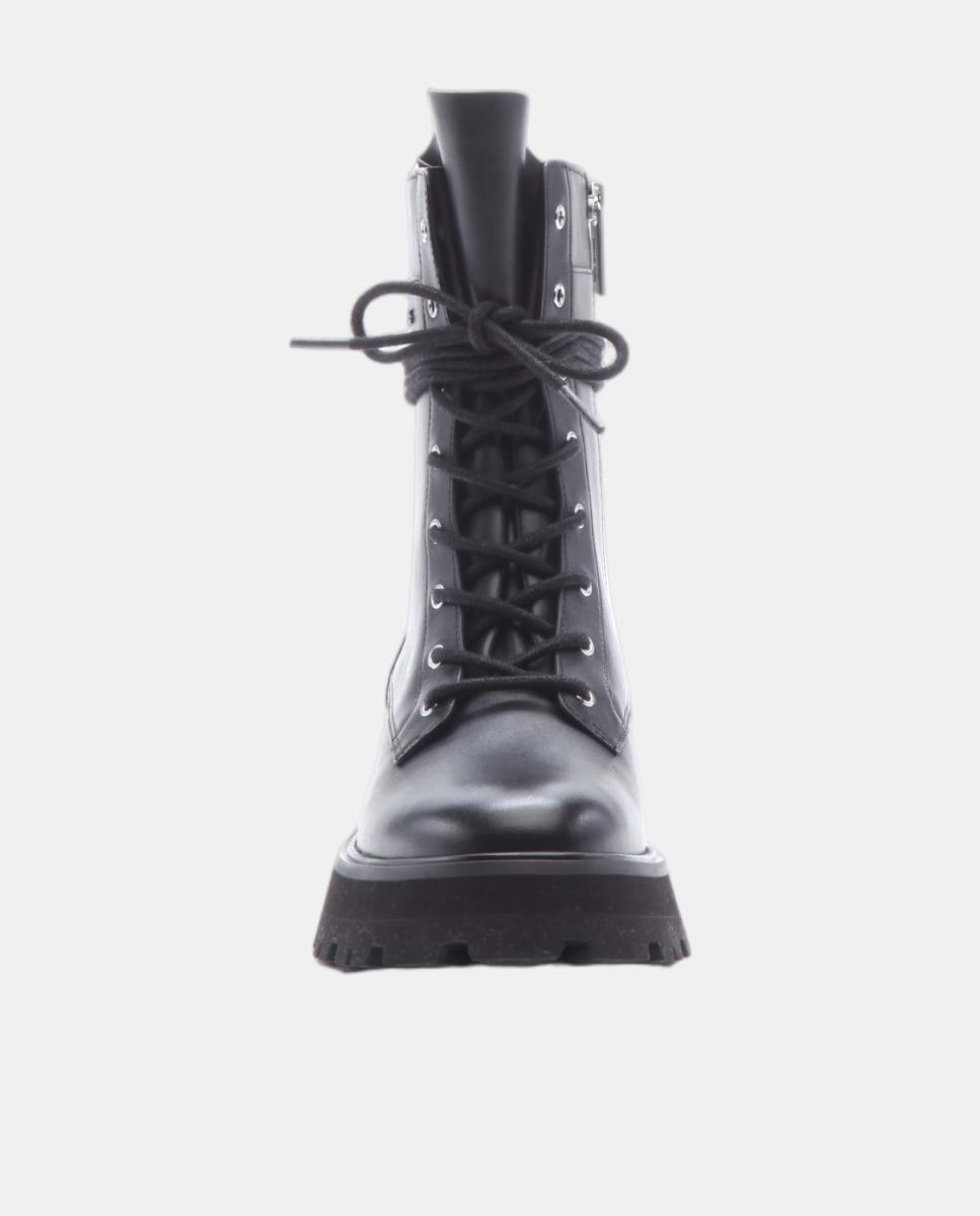 Botins de Atacadores Caleb em Pele com Sola de Plataforma Preto-2