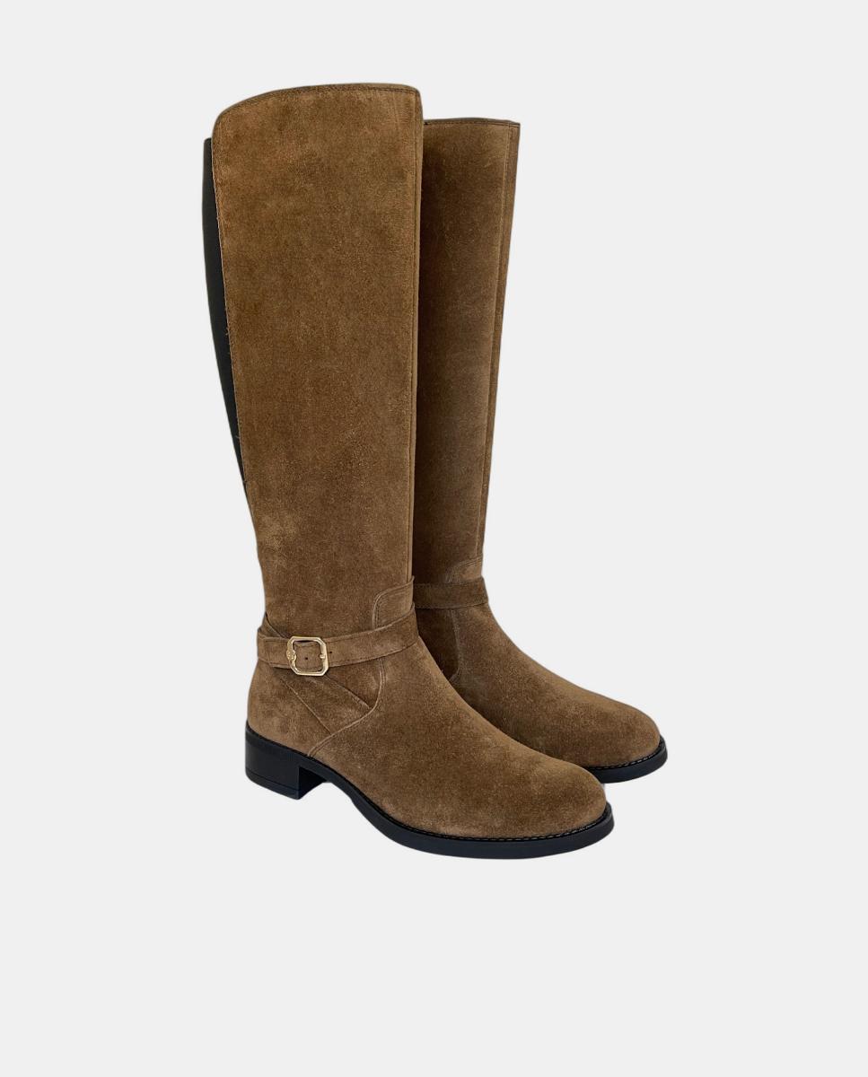 Botas em Croute com Salto Raso Couro-2