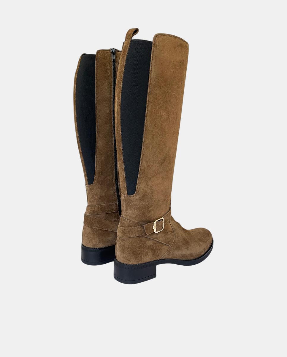 Botas em Croute com Salto Raso Couro-3