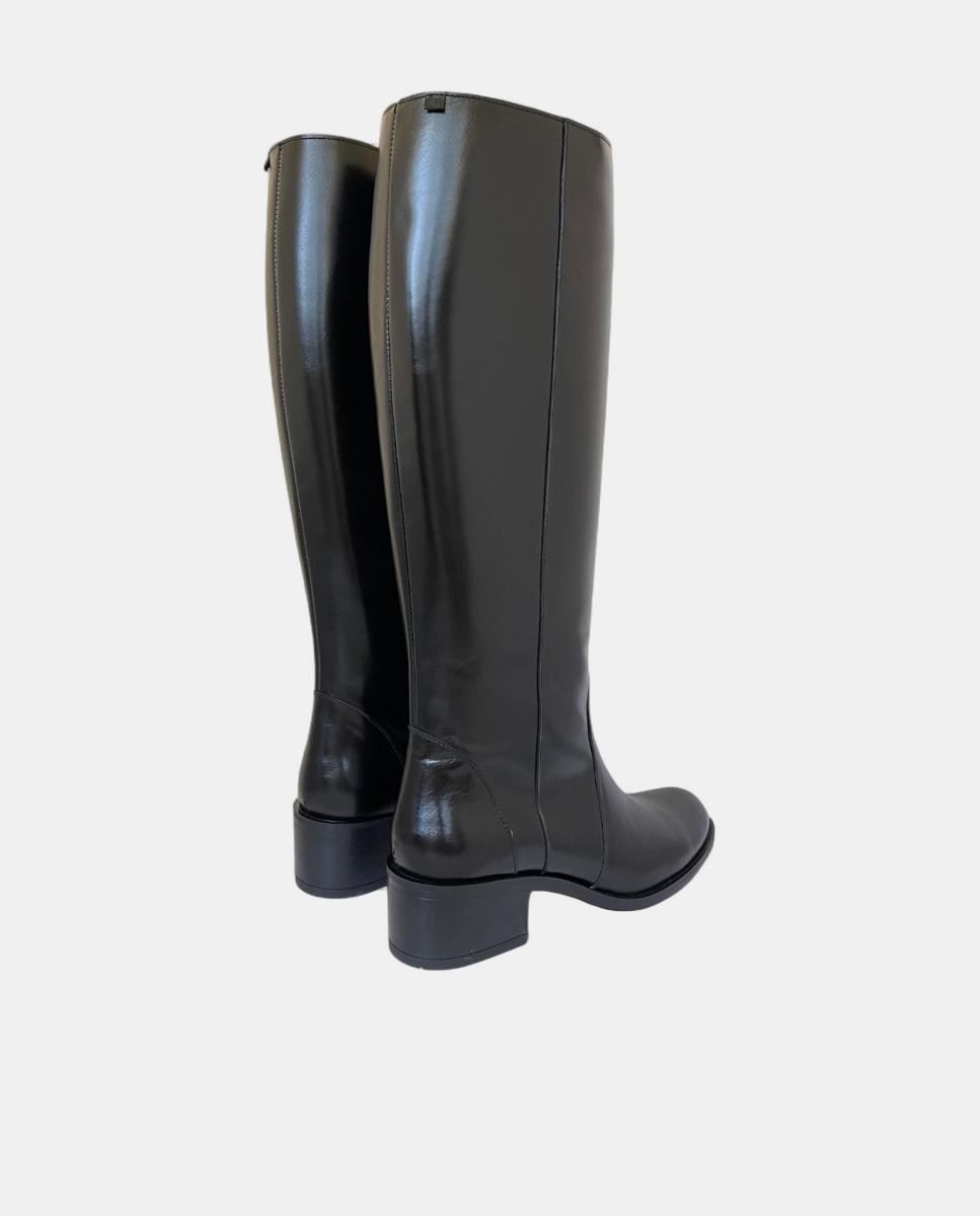 Botas com Salto de Bloco e em Pele Preto-3