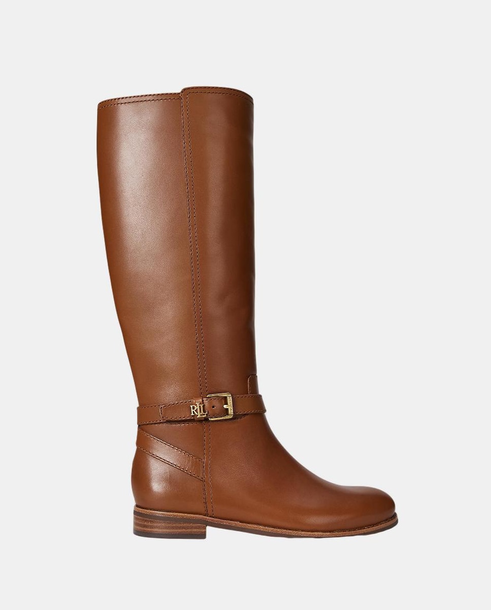 Botas Altas Brooke em Pele Castanho caramelo-1