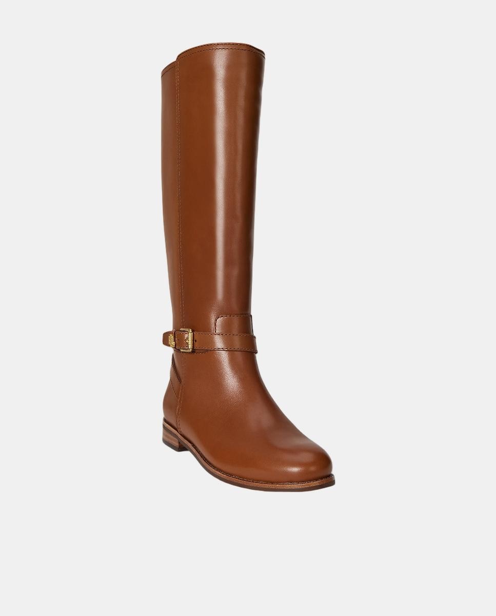 Botas Altas Brooke em Pele Castanho caramelo-2