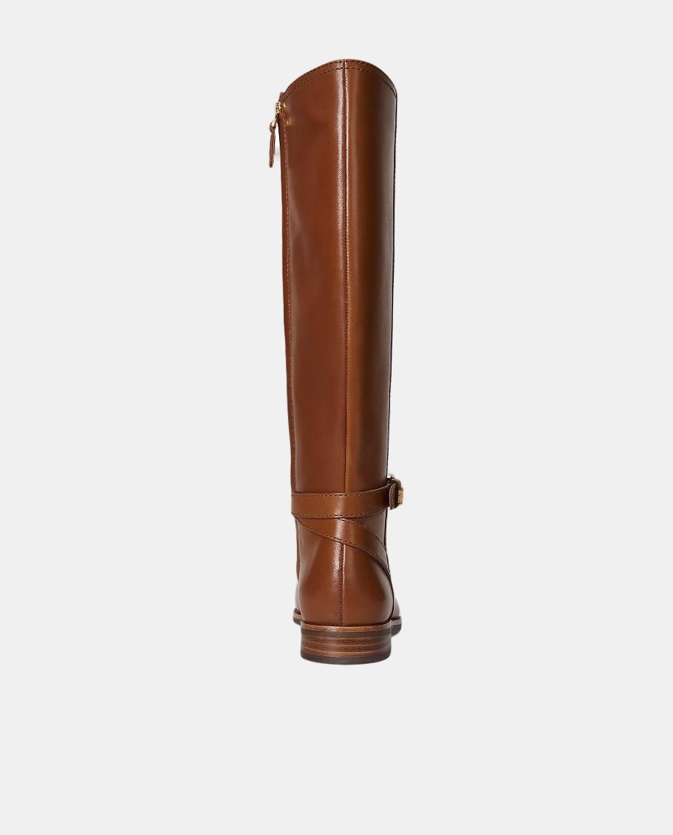 Botas Altas Brooke em Pele Castanho caramelo-3