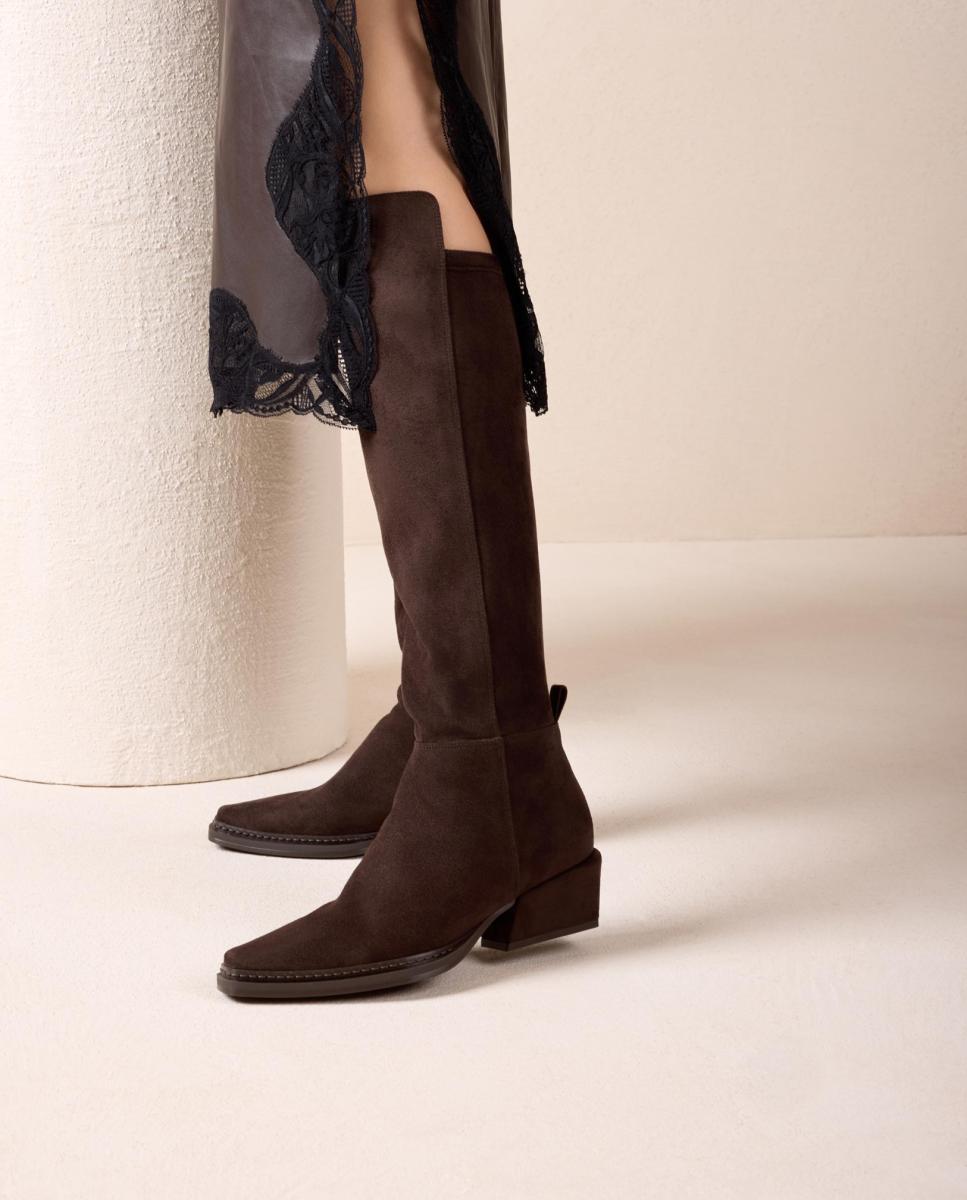 Imagen 5 de Botas de mujer de licra sintética - Unisa - Marrón oscuro Marrón oscuro