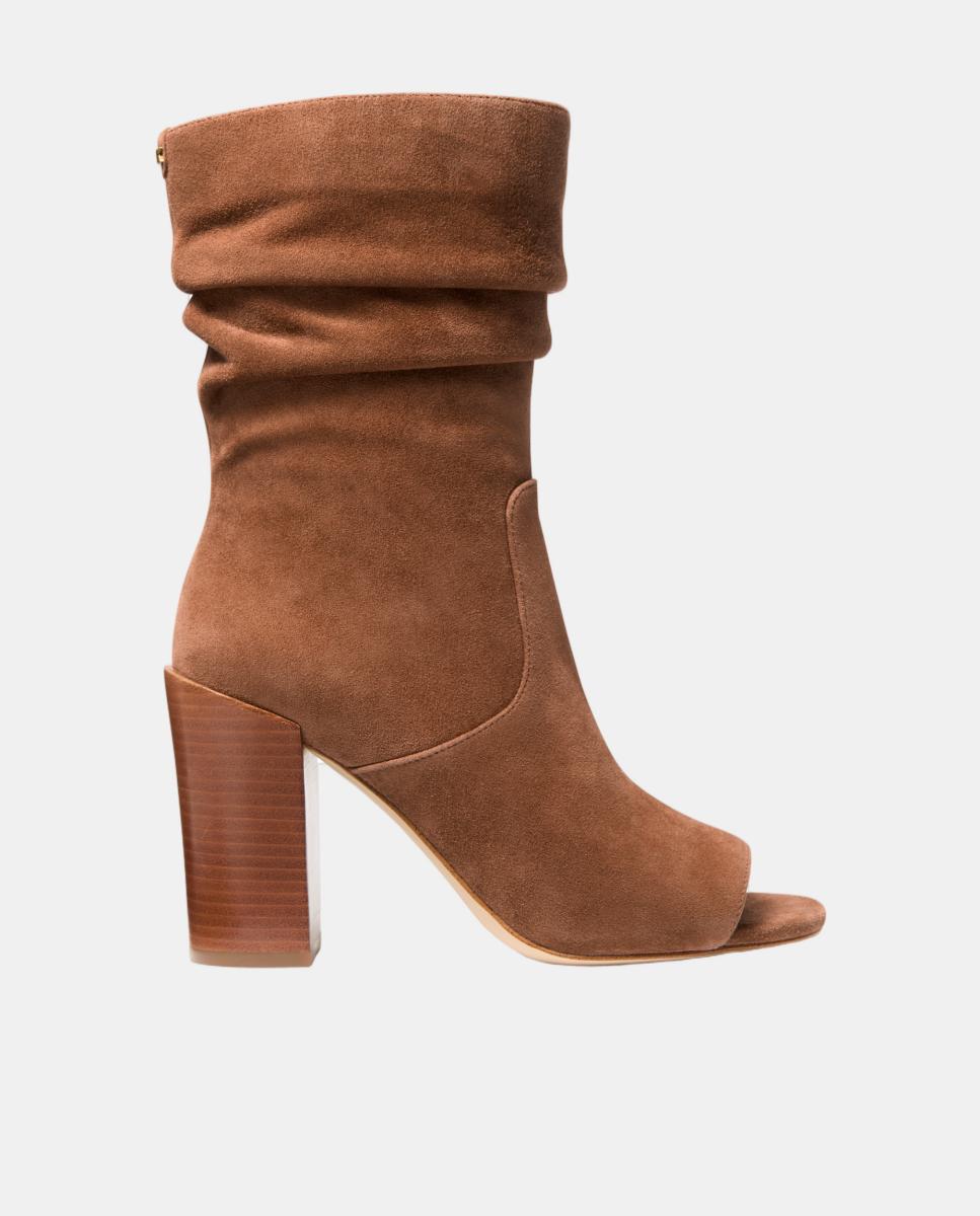 Imagem 0 de Botins Peep Toe Shayna de Camurça com Salto de Bloco