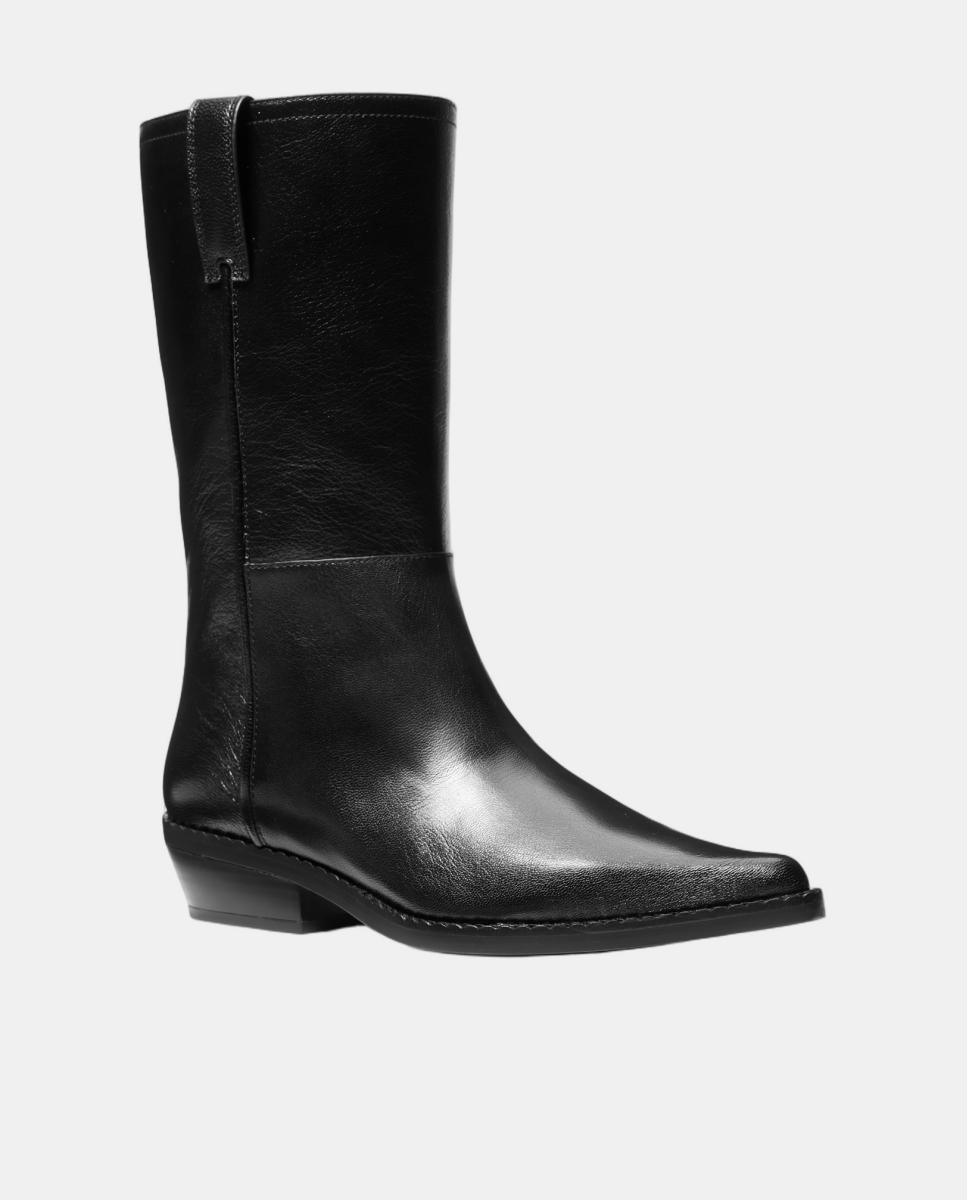 Botas Cowboy Farren em Pele com Salto de Bloco Preto-2