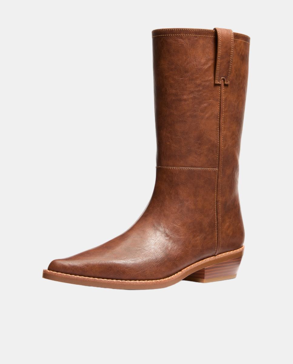 Botas Cowboy Farren em Pele com Salto de Bloco Couro-3
