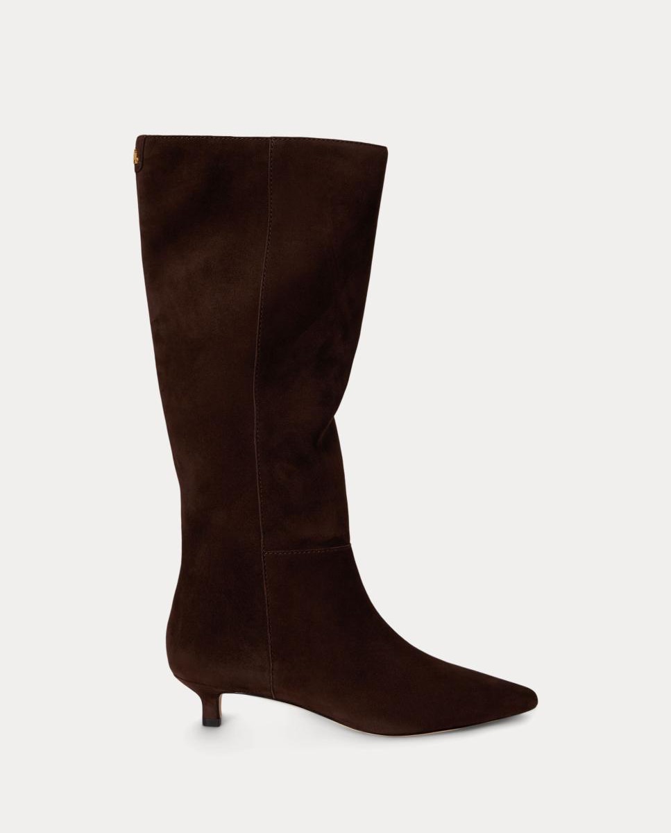 Imagen 0 de Bota de tacón Frncsa de mujer en ante Marrón oscuro