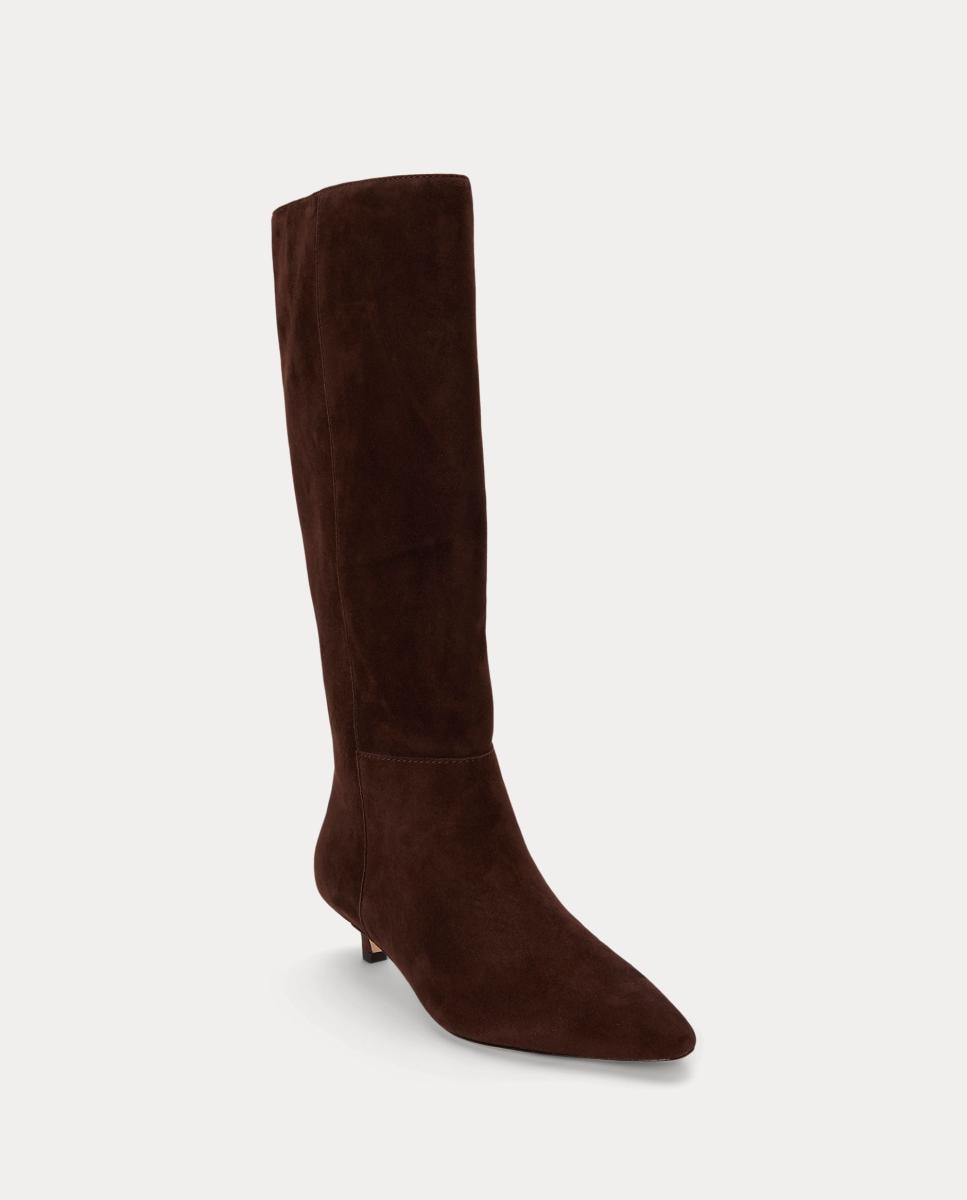 Bota de tacón Frncsa de mujer en ante - Lauren Ralph Lauren - Marrón oscuro Marrón oscuro-2