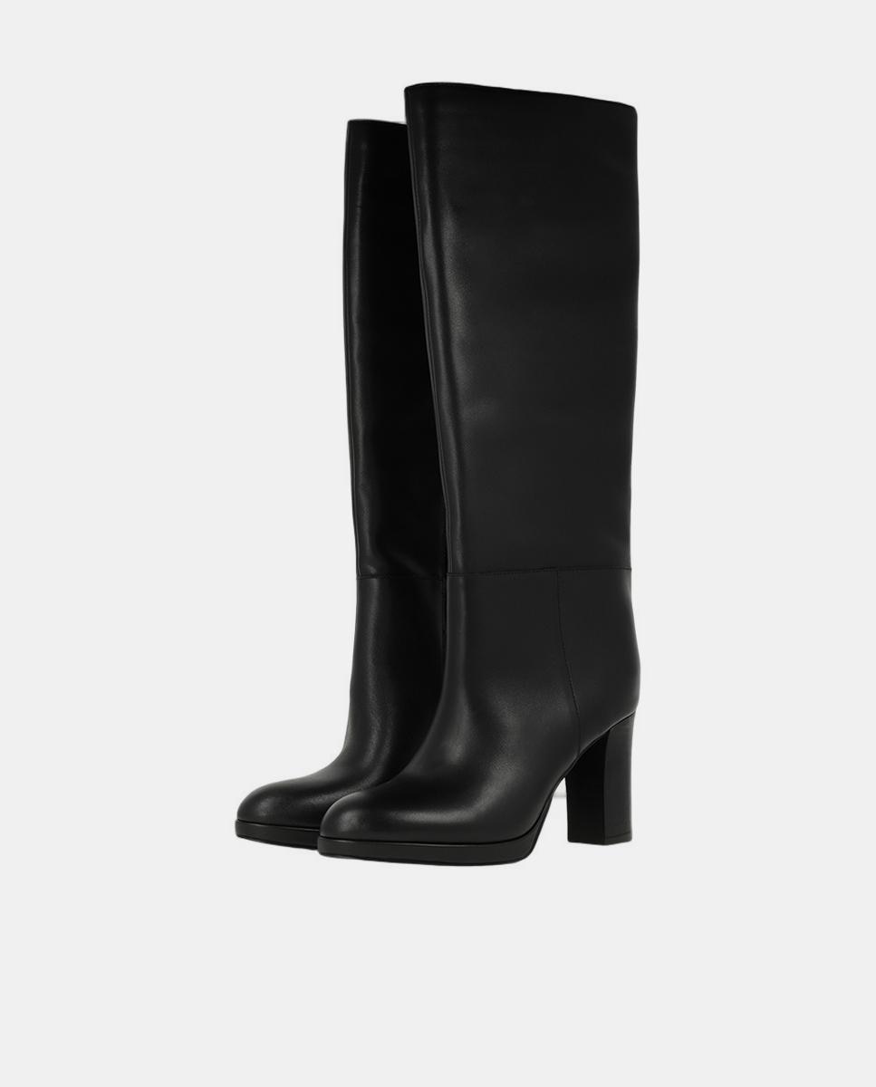 Botas de mujer con tacón y plataforma en piel negra - Lodi - Negro Negro-2
