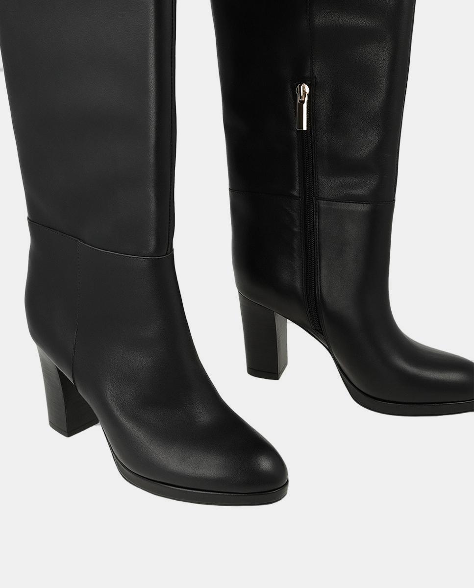 Botas de mujer con tacón y plataforma en piel negra - Lodi - Negro Negro-4