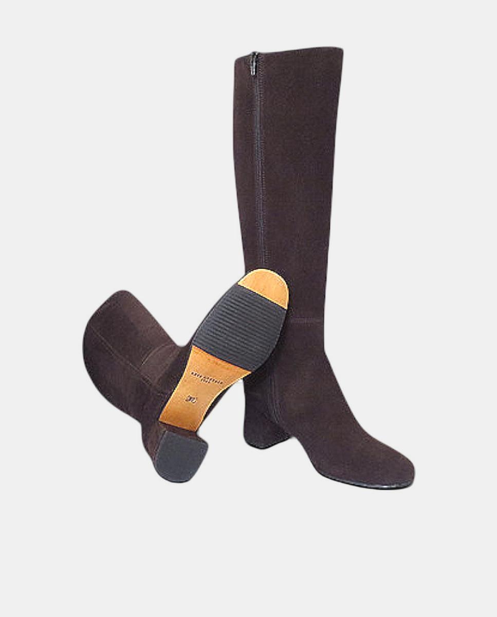 Botas de Salto Lisas Basket Castanho-4