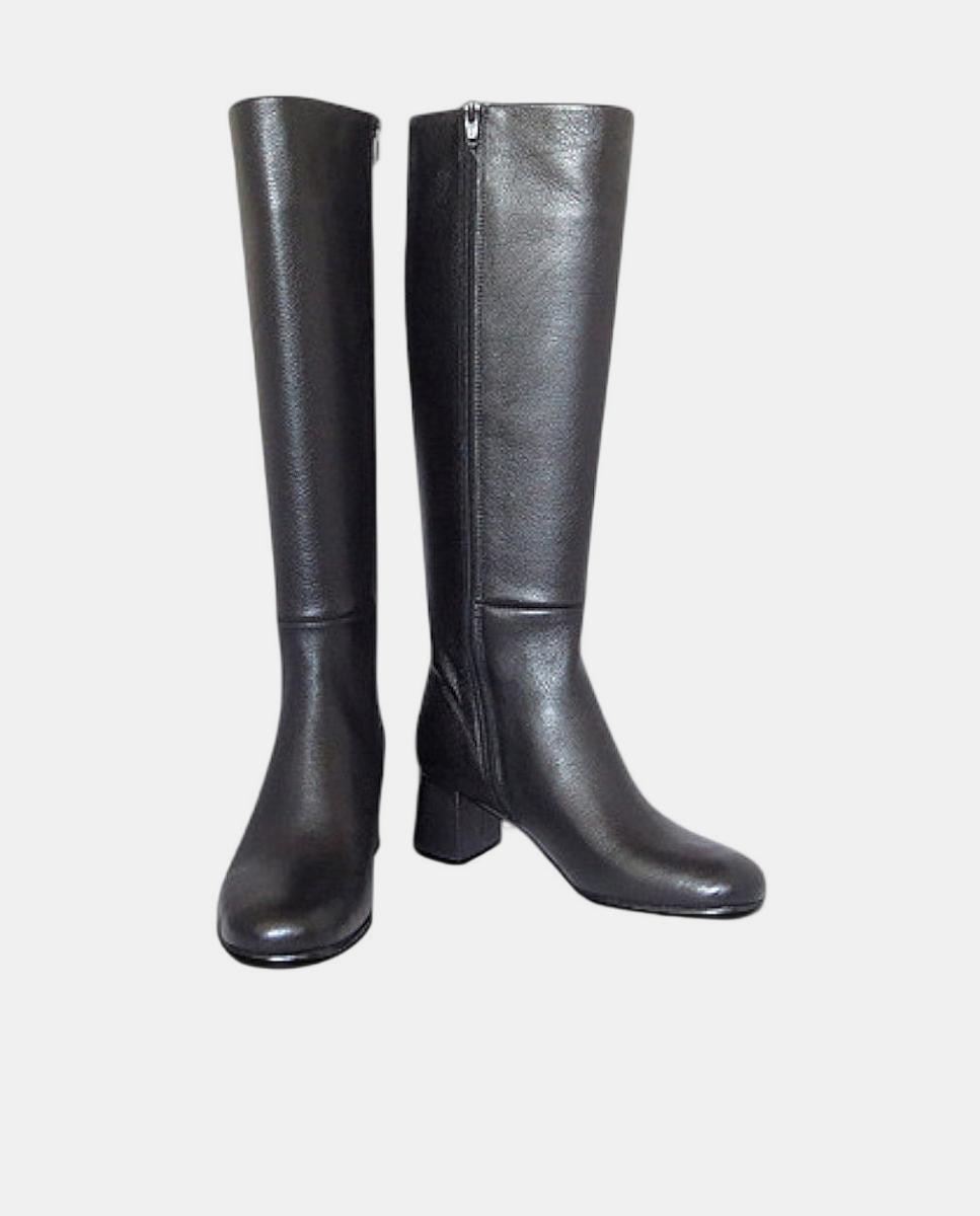Botas de Salto Lisas em Pele Preto-3
