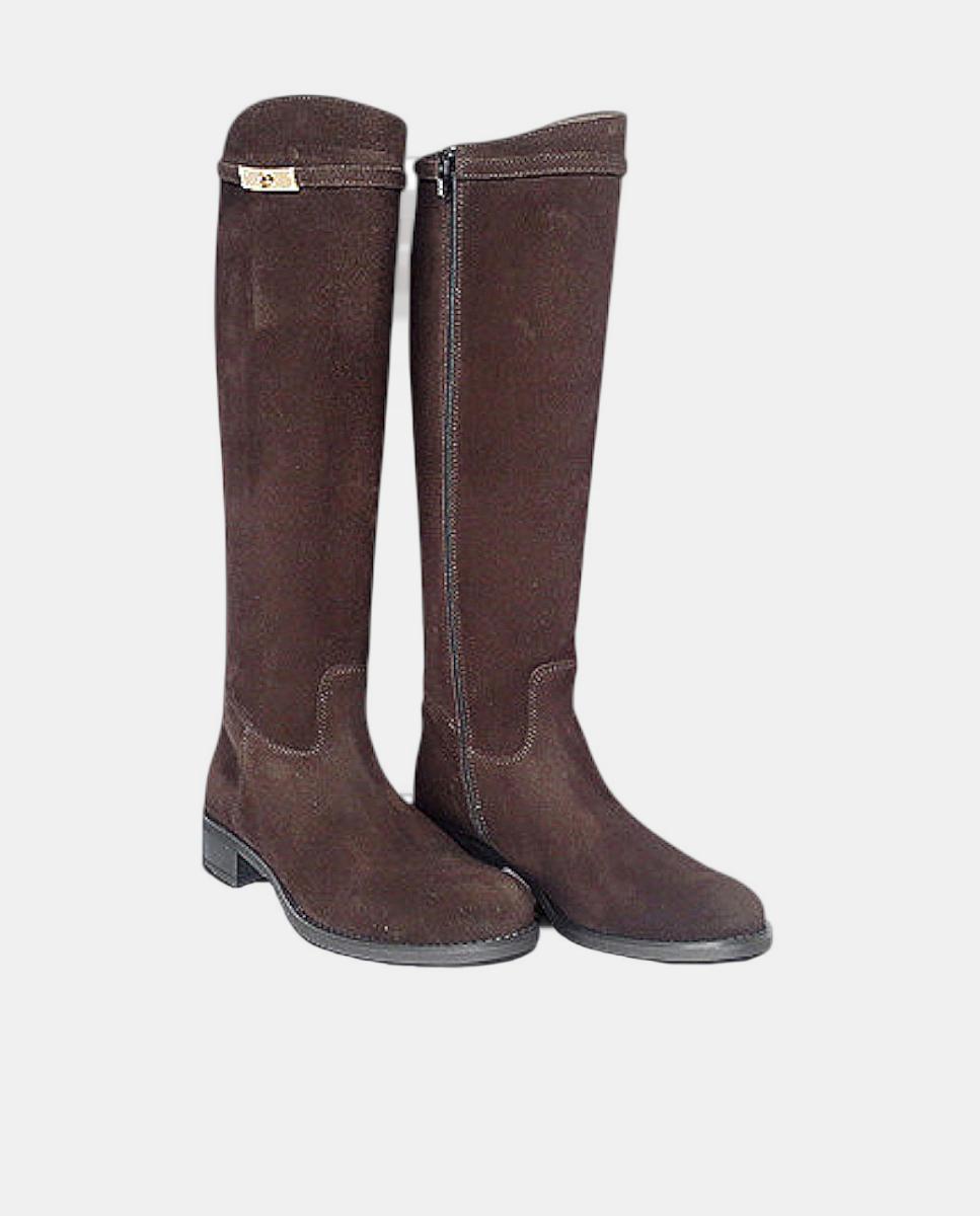 Botas Lisas Basket com Detalhe Metálico Castanho-2