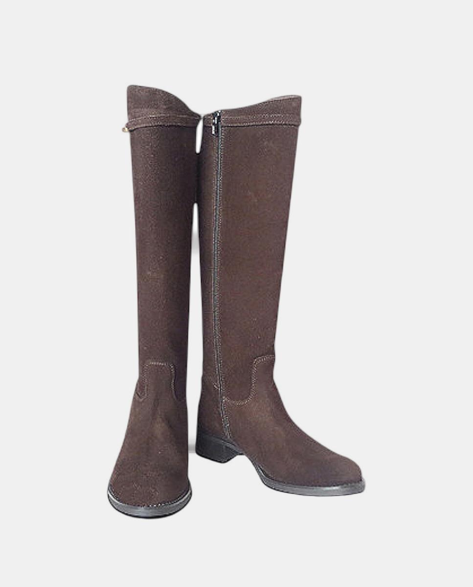 Botas Lisas Basket com Detalhe Metálico Castanho-3
