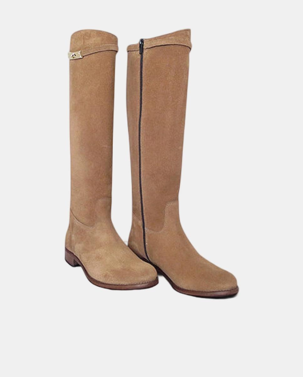 Botas Lisas Basket com Detalhe Metálico Castanho-2