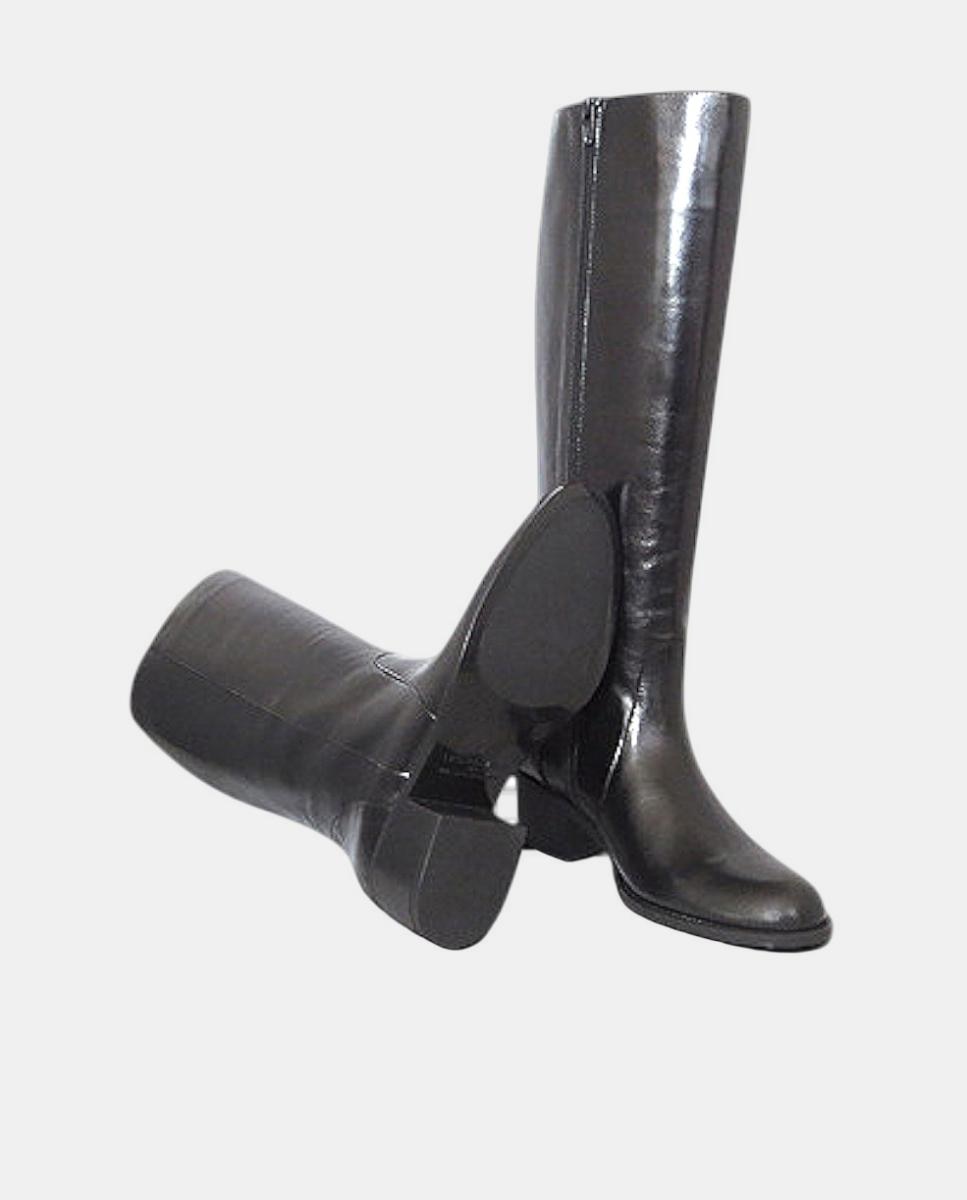 Botas de Salto Lisas em Pele Preto-4