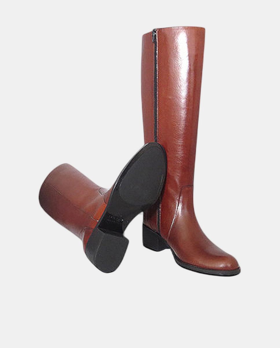 Botas de Salto Lisas em Pele Couro-4