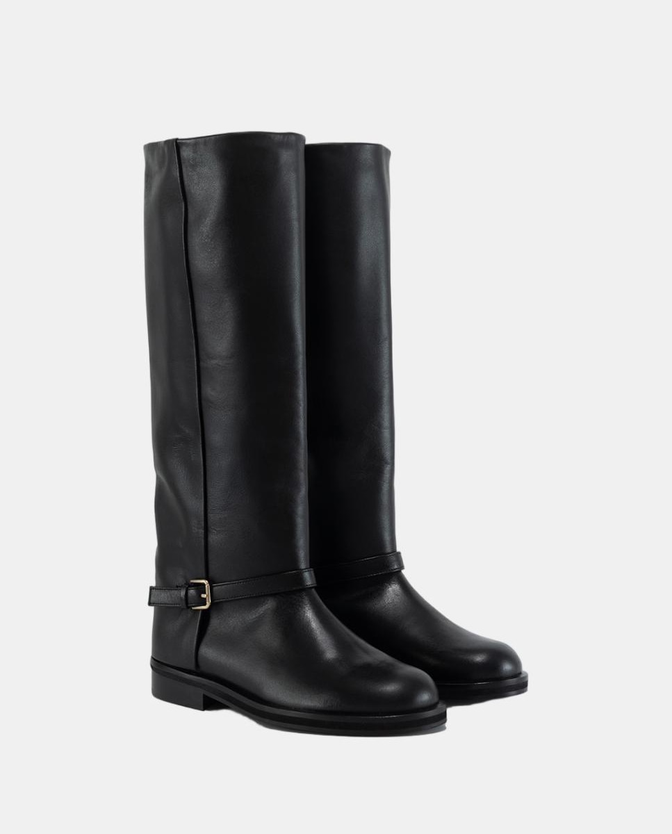 Botas de Estilo Hípico em Napa Soft Preto-2