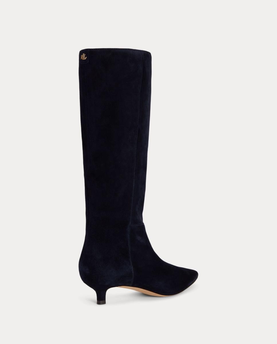 Bota alta de tacón Frncsa de mujer en ante - Lauren Ralph Lauren - Azul marino Azul marino-3