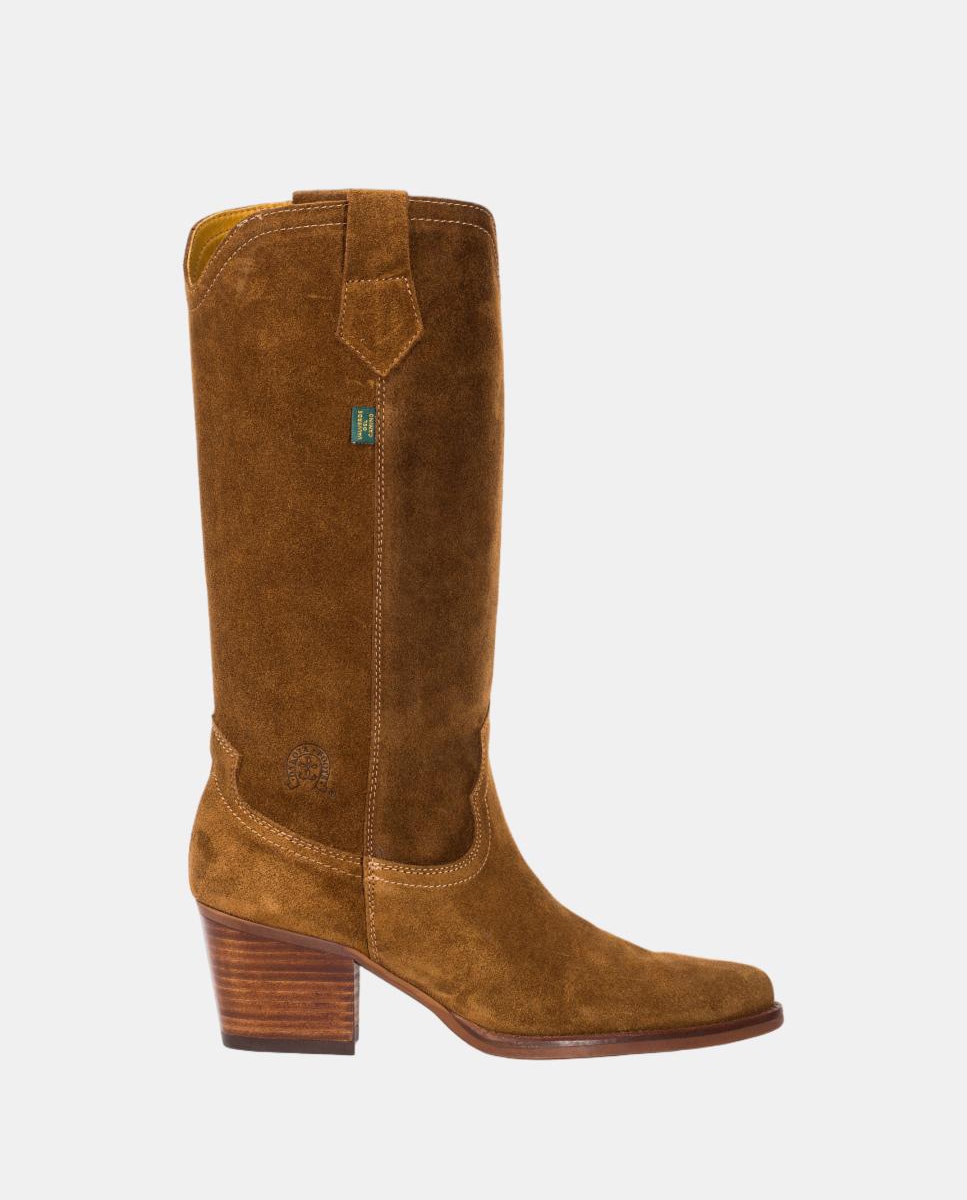 Imagen 0 de Botas cowboy tacón mujer en piel Marrón topo