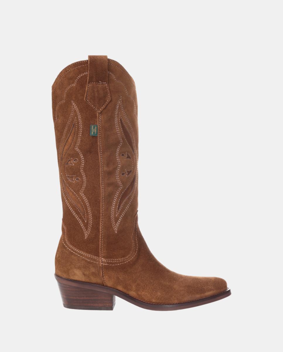 Imagen 0 de Botas cowboy mujer con bordados/calados en piel Marrón topo