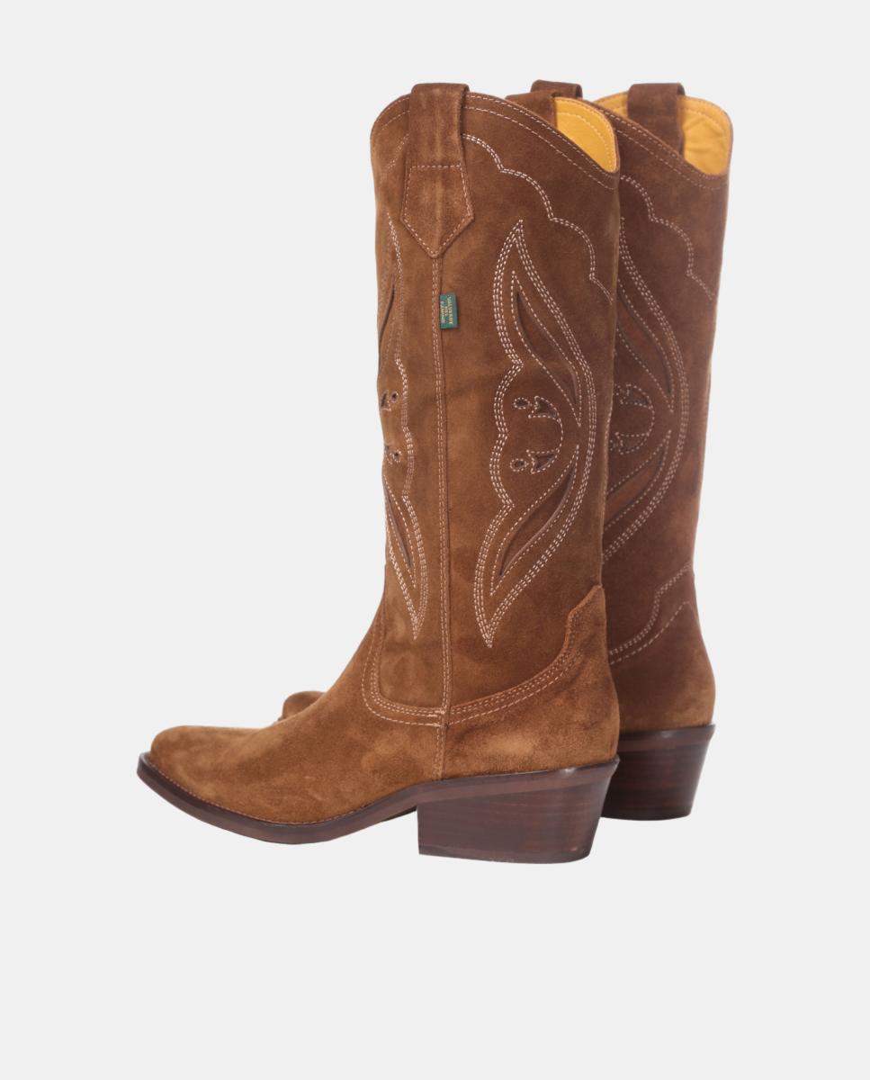 Botas cowboy mujer con bordados/calados en piel - Dakota Boots - Marrón topo Marrón topo-2